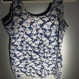 Maurices blue and white floral tank top